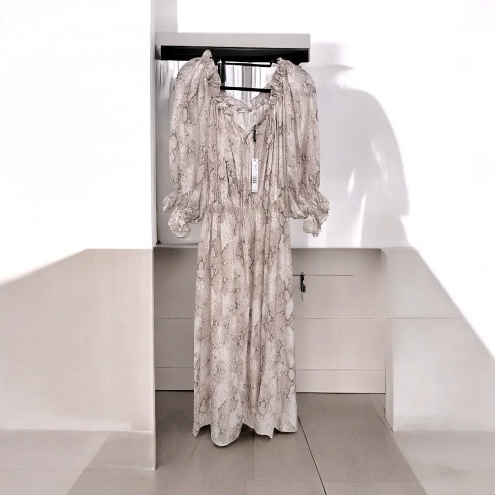 ELIE TAHARI Snakeskin-Print Silk 100% Maxi Dress size S New with tag